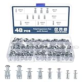 OCR 48PCS Jack Nuts Petal Nuts,M4,M5,M6,M8 Expansion Screw Petal Nut,Thins Fixings Dowels with Screws for Tin, Billboard, Cardboard, Aluminium Alloy