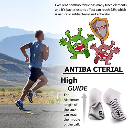 Sunew Low Cut Tennis Socks, Ultra Summer Soft Bamboo Fibers Absorb Moisture Athletic Home Workout Anti Slip Bamboo Socks For Women Men With Hidden Seam Toe No Show Casual Sweaty Socks, 3 Pack White L #TOP3