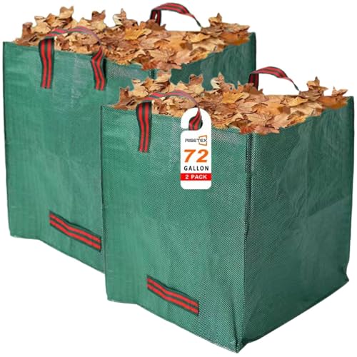 RISETEX 72-Gallon Leaf Bags (Pack of 2) - Reusable Yard Waste Bags with Reinforced Handles, Foldable & Portable for Lawn, Garden, Leaf Collection, and Home Yard Cleanup