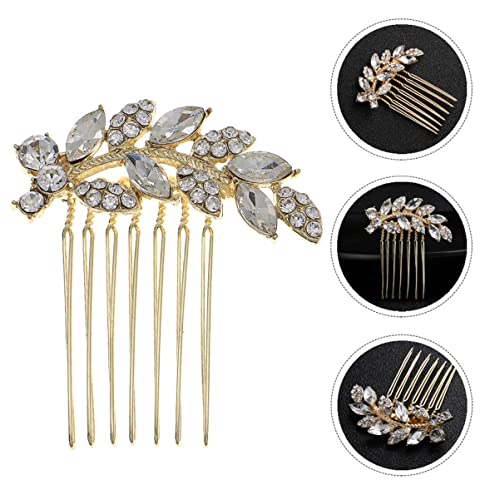 Lurrose 1 Pc Folha Floral Jóias Pente de Noiva Cocar Feminino Cabelo de Cristal Acessórios de Pino A