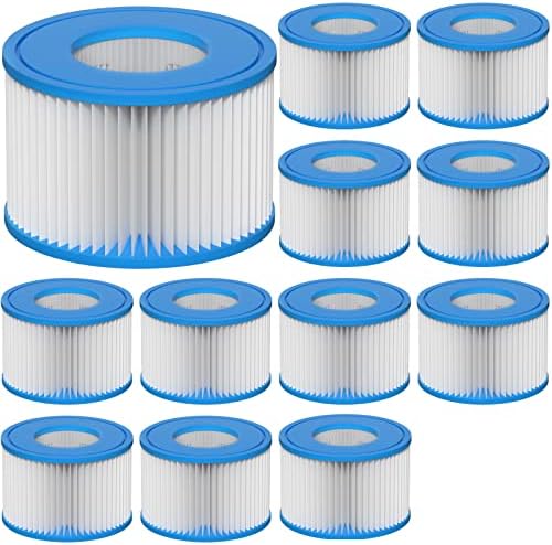Slamate Type VI Hot Tub Filter Cartridge for Bestway, Lay-Z-Spa, Coleman SaluSpa 90352E, 58323E, 58323 Swimming Pool Pump, 12 Pack