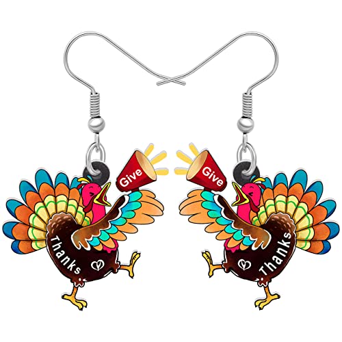 Boucles d'oreilles acrylique poule dinde anime bijoux fantaisie tendance