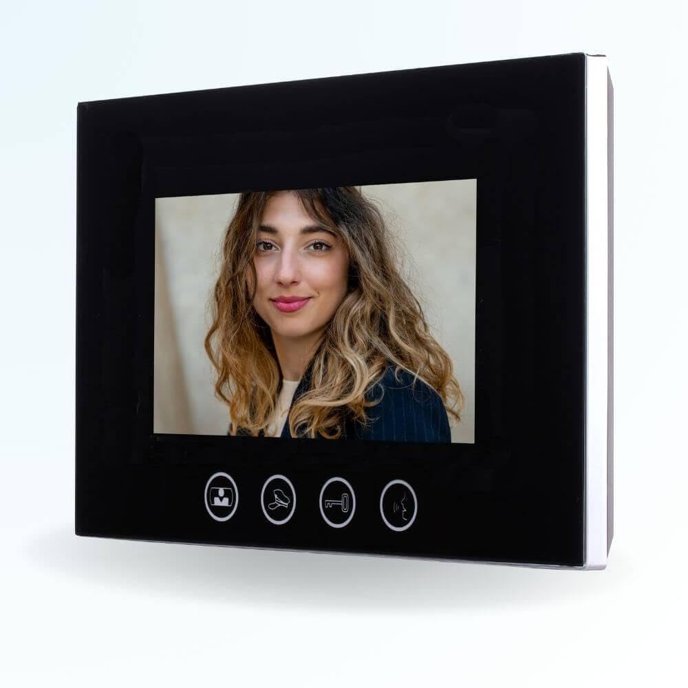 Portier interphone vidéo Cards 4 Fils - 2 écrans Noirs 7" - avec mémoire Photos - avec Lecteur de Badge