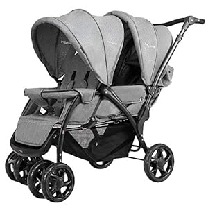 GOPLUS CD21359DE Geschwisterwagen Zwillingswagen Grau