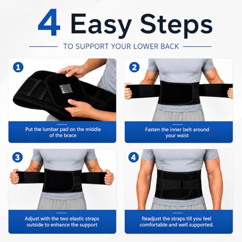 Back Brace for Women & Men - Adjustable Back Brace for Men Lower Back Belt — view 4