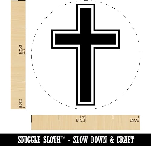 Miniatura 2 de Cross with Outline - Sello de goma autoentintado cristiano para sellar tinta, planificadores de manualidades, 1 pulgada de tamaño mediano, tinta