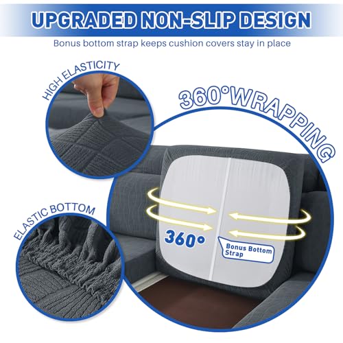 Miniatura 7 de Ystyle Funda Asiento Sofa, Funda Cojin Sofa Ajustable, Impermeable Funda Sofa Cojin Separado, Fundas De Cojín Elástico, Universal Fundas De Asientos Sofá 2 Asientos, Gris Claro