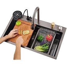 Kitchen Sink Unit Stainless Steel Single Bowl Large Capacity Multifunctional Bathroom