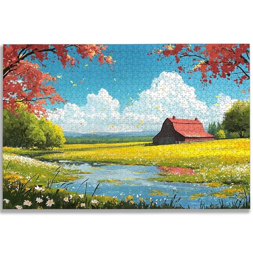 Puzzle 1000 Piezas, Puzzle Granja con Caja para Adultos, DIY Paisaje Rompecabezas Madera para Adultos, 1000 Piezas Rompecabezas Desafiante, para Decoracion Hogar, Regalo Mujer, Regalo Hombres, -3034