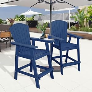 Tall adirondack chairs set of 2 plastic adirondack chairs connecting table outdoor patio bar stools navy blue  urban country home decor