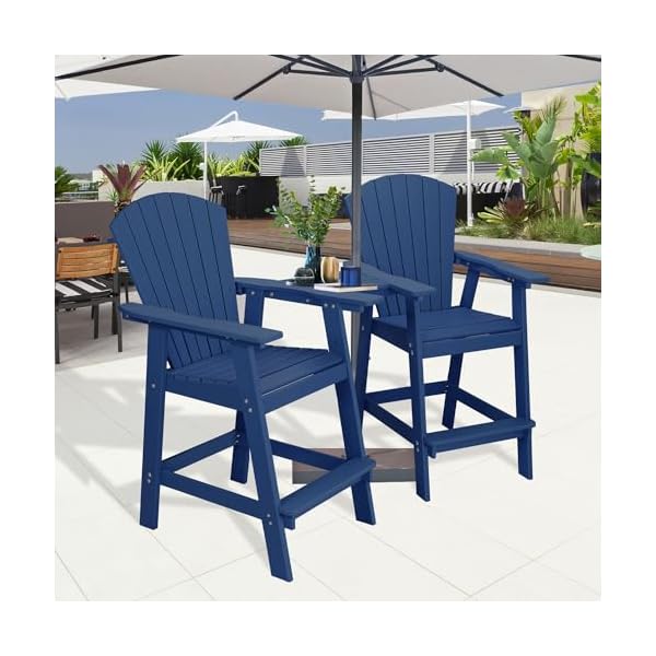 Tall adirondack chairs set of 2 plastic adirondack chairs connecting table outdoor patio bar stools navy blue  urban country home decor