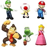 Set Mario Toys Bros Super Mary Princess, Turtle, Mushroom, Orangutan, Action Figures, 2 Inch （6 Packs）
