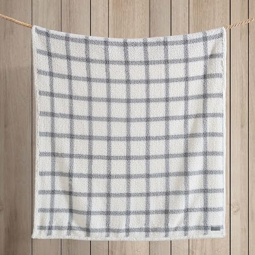 Image of Eddie Bauer - Throw Blanket, Ultra-Soft Plush Bedding with Faux Shearling Reverse, Blanket for Couch & Bed (Bunkhouse Plaid Grey, 50 inch x 60 inch)