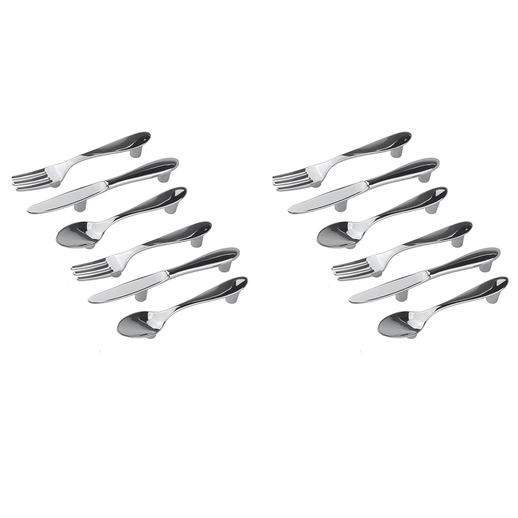 Jnchdghwa Silver 12 Pcs Knife Spoon Fork Kitchen Cabinet Closet Drawer Pull Handles Knobs 3-Inch Center To Center (Silver)