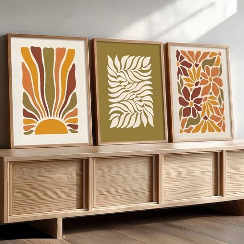 Image of kotart Boho Painting Wall Art Home Decoration Paintings With Frame For Living Room Bed Room Hotel Wall Decor Digital Reprint Set of 3 (10X13 inch)