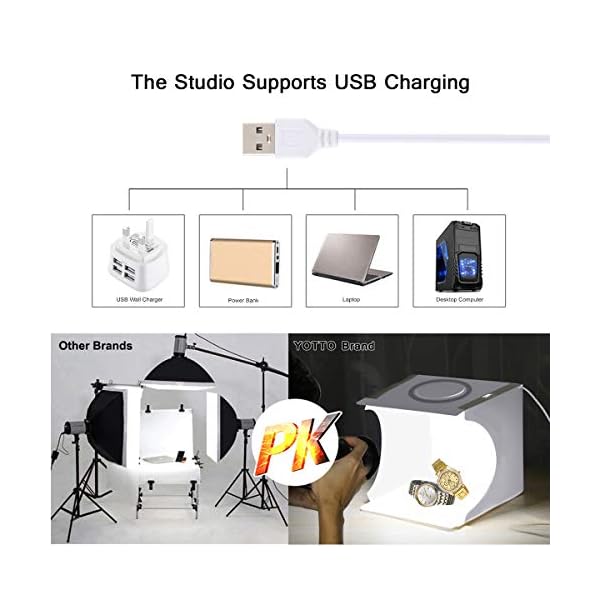 Fotostudio Lichtzelt 24x23x22cm Tragbare Faltbare Fotografie Schießzelt Fotobox Kit mit 3200k-6500k Dimmbare 64 LED… – Bild 6
