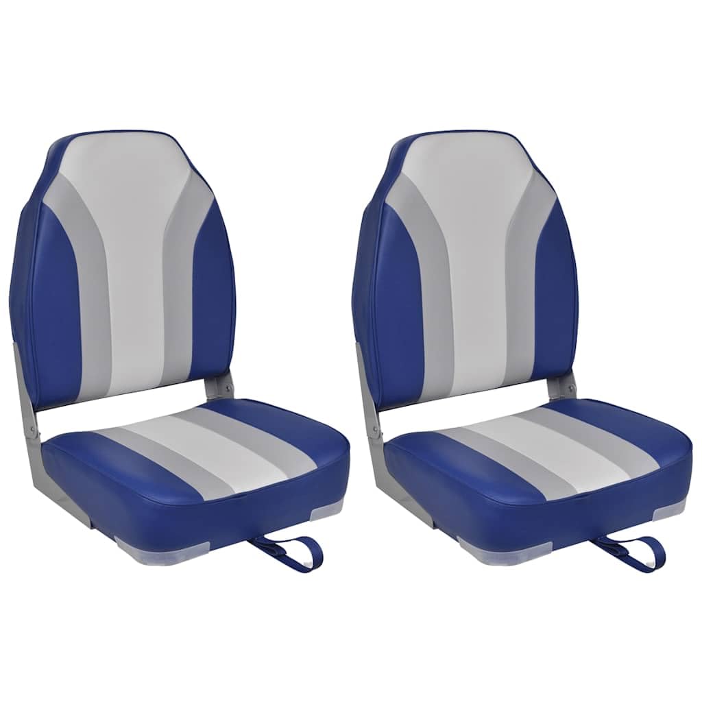 vidaXL 1/2x Asiento Plegable Embarcación con Respaldo Alto Azul Barcos Pesca