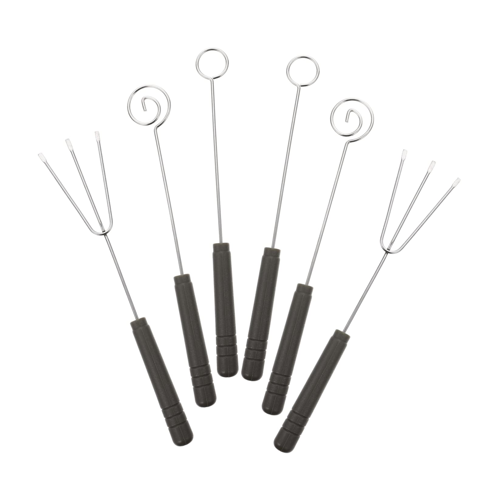 COLLBATH 6pcs Stainless Steel Dipping Chocolate Cheese Fondue Forks with Ergonomic Handles for Fruits Candies and Nuts for DIY Decorating and Baking Supplies