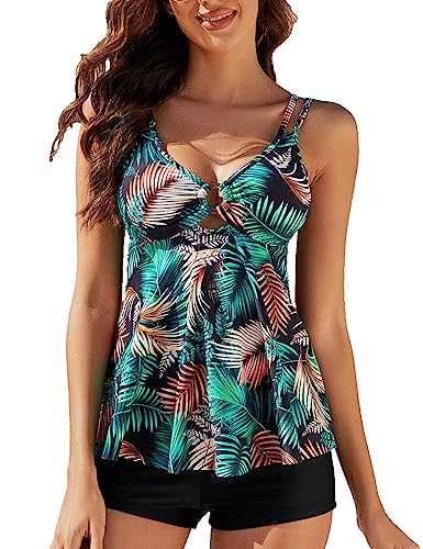 Badeanzug Damen Tankini Set Bademoden Bauchweg Push Up High Waist Badekleid...