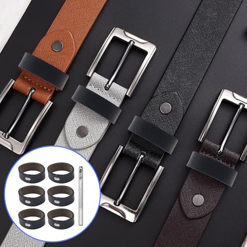 6PCS Belt Loop Keeper for Men – Leather Belt Loop Holder & Retainer Band Fits 1.57" (28mm-40mm) Wide Belts – Includes Puncher Tool for Easy Installation3