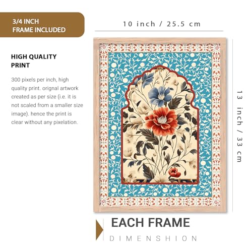 Image of Kotart Indian Art Traditional Floral Paintings for Living Room | Painting for Wall Decoration| Framed Wall Painting for Home Room Bedroom Office Wall Decor| Wall Poster With frames (Art 3, (10x13 inch), Framed)