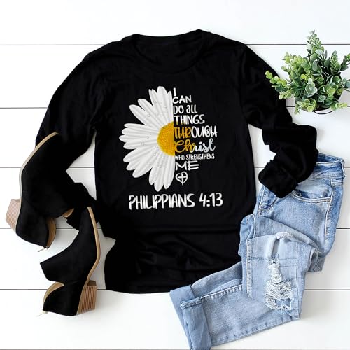 Love in Faith | I Can Do All Things Daisy | Christian T-Shirts for Women | Faith-Based | Christian Gifts2