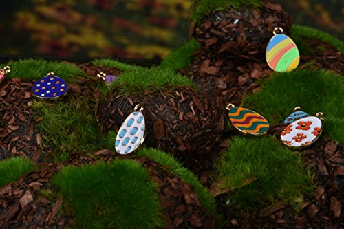 Image of VIDRIO Pack of 80 Easter Eggs Include 8 Patterns Enamel Charms Gold Plated Colored Pendants Accessories for Necklace Bracelet Jewelry Making DIY Crafting