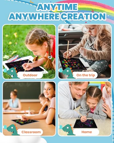 image for Smasiagon Scratch Paper Art-Crafts Kits for Kids, 2 Pack Scratch Off N