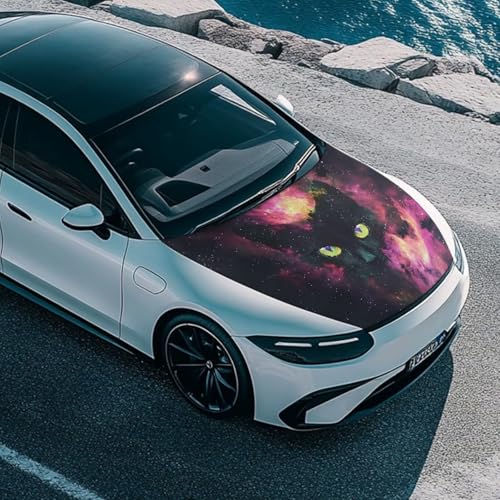 Image of Car Hood Cover Black Cat Print Car Hood Protector Car Hood Flag Waterproof Automotive Decorative Accessories for Most SUVs Sedans Trucks Pickups Jeeps