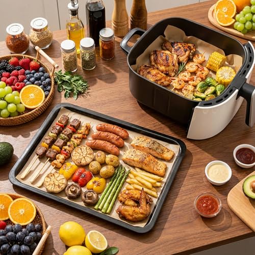 300 Pcs Disposable Natural Brown Parchment Paper Sheets 12x16 Inches Precut Non-Stick Baking Paper for Oven Air Fryer Cooking Grilling Steaming - Thumbnail 5