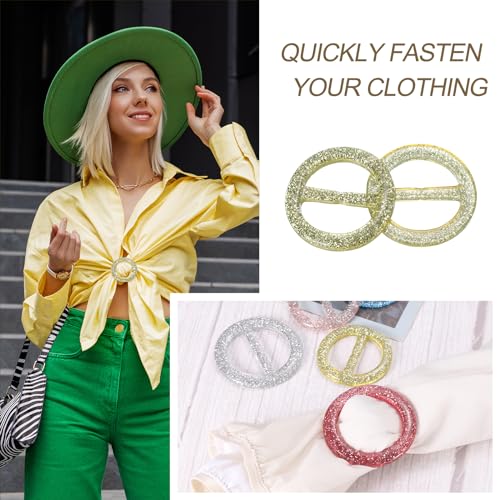 Image of uxcell Plastic Tee Shirt Clips, Round Bling Resin Scarf Ring Buckle, Fashion Tie Circle Clip