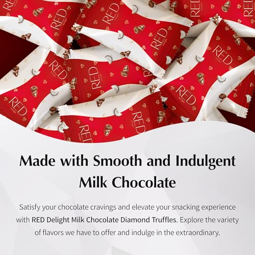 Red Delight Milk Chocolate Diamond Truffles 1.55 Oz, Pack Of 10 Chocolate Truffles With Smooth Coconut Filling - Kosher & No Added Sugar thumb #4