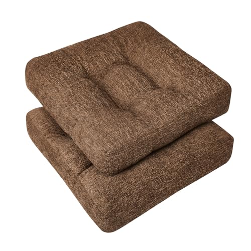 Wellsin Chair Cushions for Dining Chairs, Kitchen Chair Cushions Set of 2, Tufted Chair Pads with Non-Slip Bottom, 16