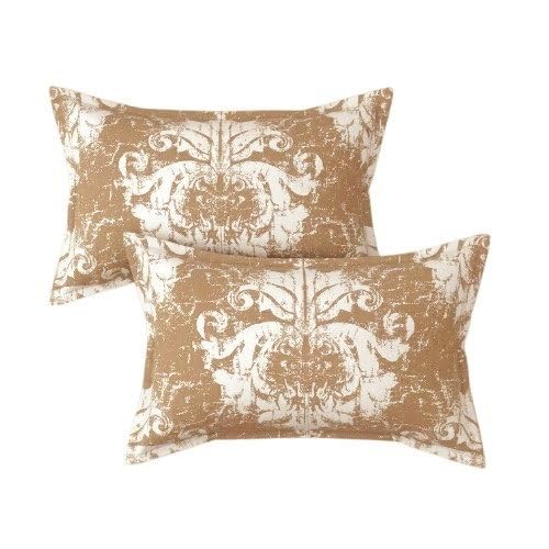 Image of Cotton Bolls Textiles Glace Cotton Fitted Bedsheet 72x72x6 Inch with 2 Pillow Covers - Soft Breathable Fabric, Elastic All Around, Printed Bedding for Double Bed