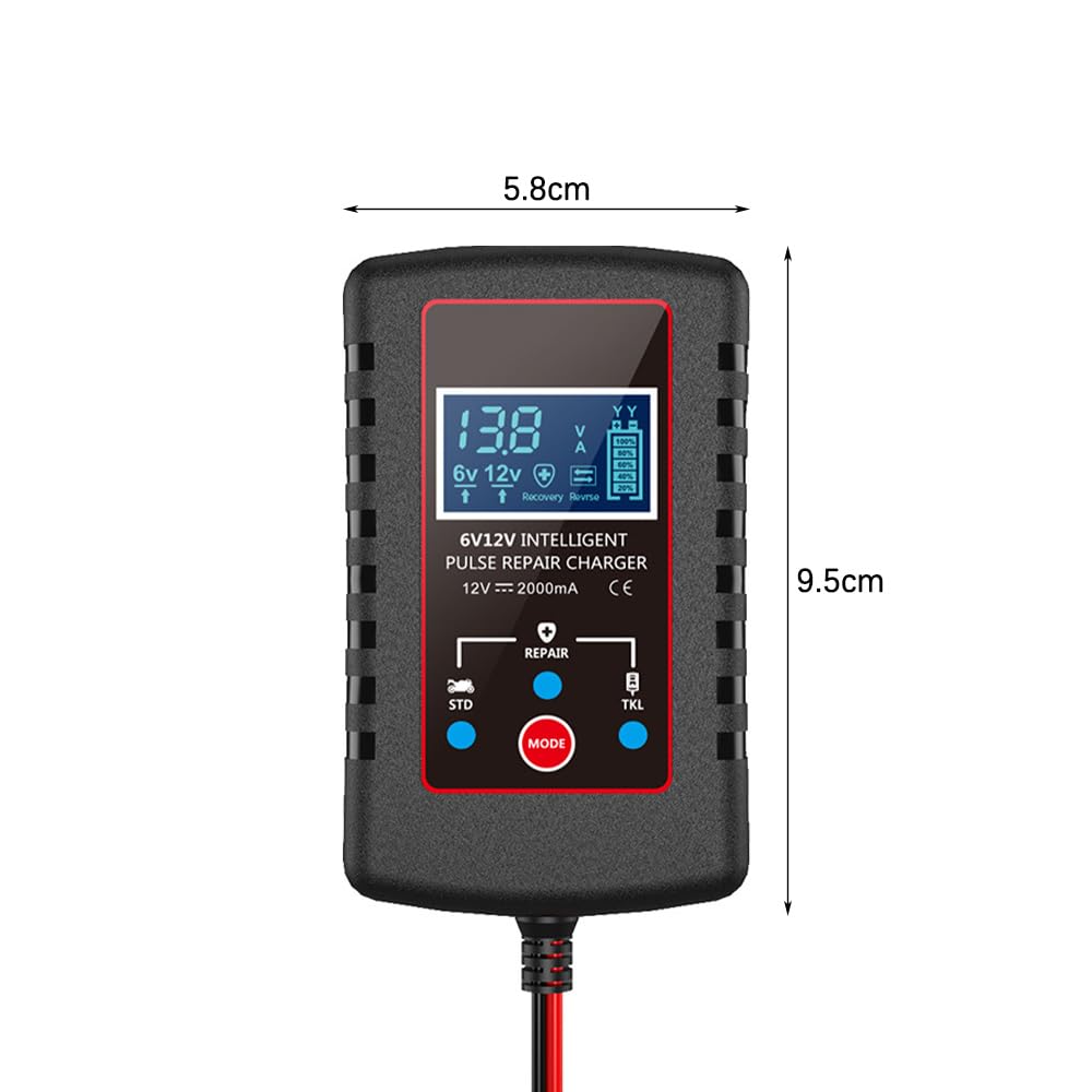 POFET Chargeur de Batterie de Voiture 6 V 12 V Chargeur de Batterie de Moto Intelligent pour Voiture Camion Moto Tondeuse à Gazon Bateau Batteries Marines