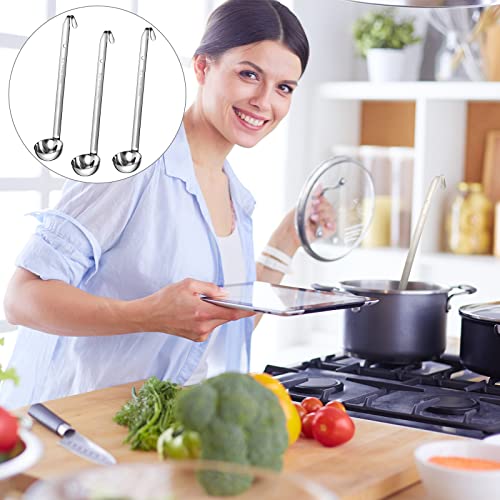 10 Pieces Stainless Steel Ladle With Pouring Rim Soup Handle Ladle Metal Sturdy Measured Ladles Serving Spoons With Long Hook Handles For Cooking Soup Sauce Kitchen Stirring Restaurants Home (1 Oz) #TOP6