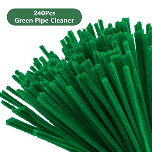 G2PLUS Fil Chenille 240PCS Tiges de Chenille Cure Pipes Vert Cure-Pipes pour Décorations et Artisanat Créatif Creatifs de Noël 6mm * 30cm - Image 3