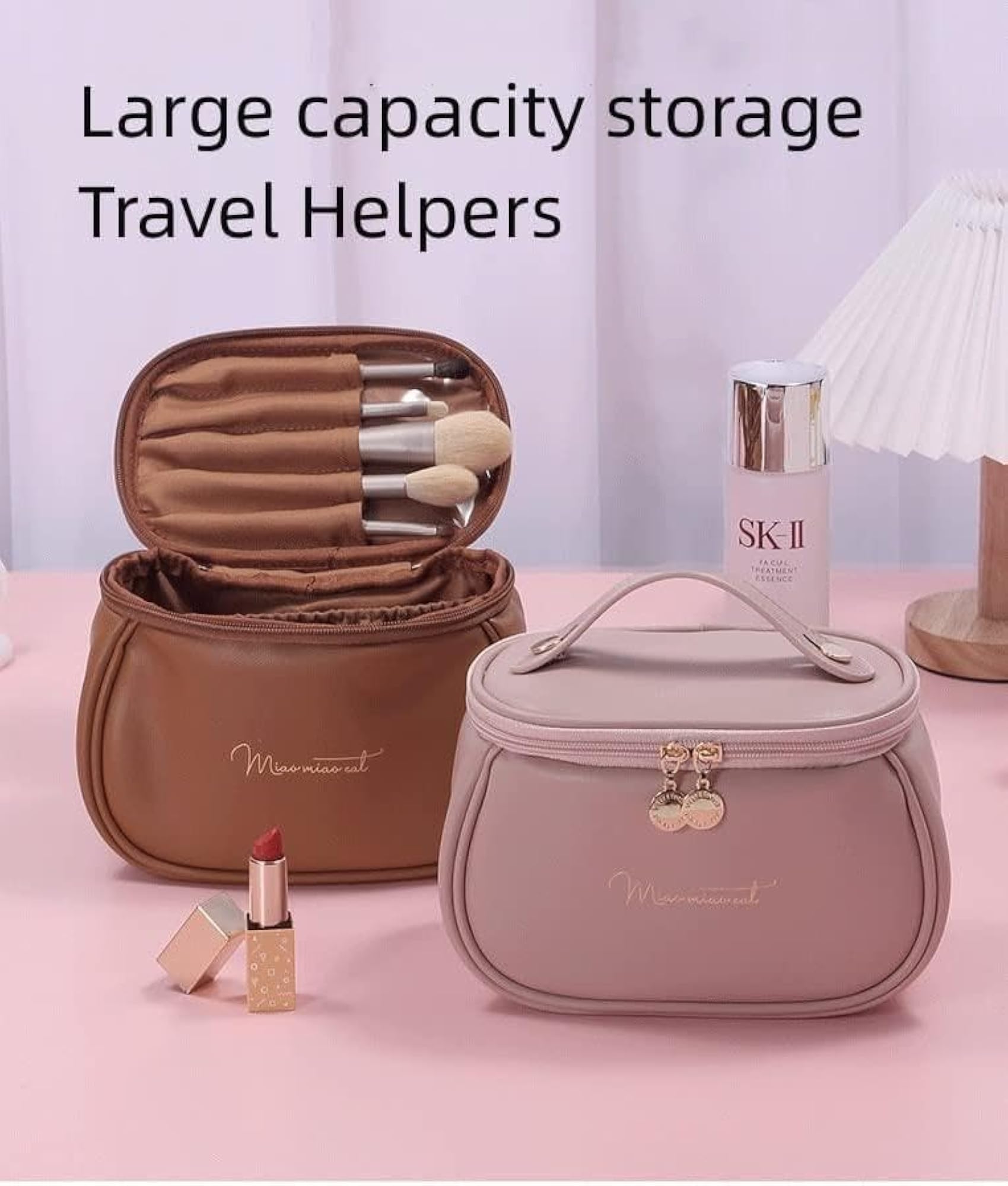Mini Leather Cosmetic Bag, Stylish Travel-Friendly Design
