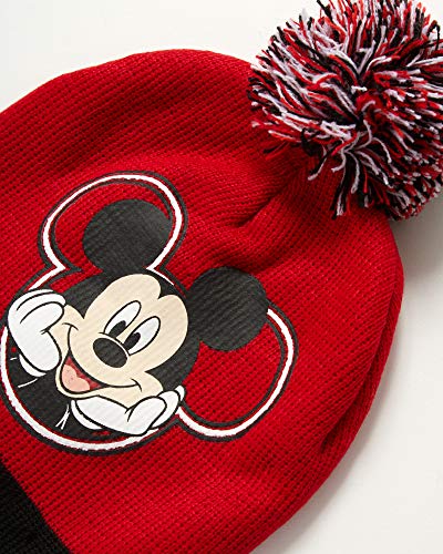 Disney Baby Boys' Mickey Mouse Cold Weather Set - Hat, Gloves Or Mittens, Gaiter (2T-7), Size Age-2T-4T, Mickey Mouse Hat Mitten Gaiter Set- Black/Red #TOP3