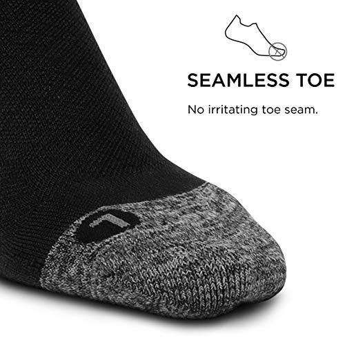 Feetures Plantar Fasciitis Relief Light Cushion Quarter Sock - Arch Support for Men & Women - Black, L (1 Pair)