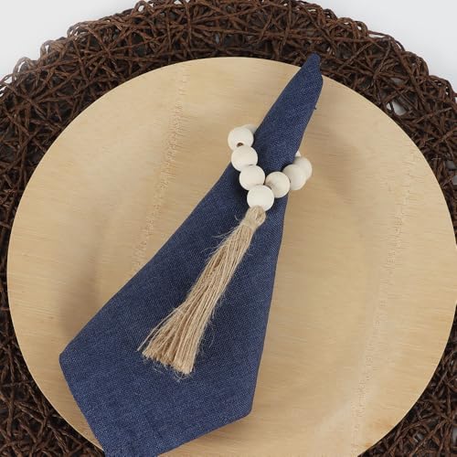 Ronds de serviette en corde et bois (lot de 12) pour table