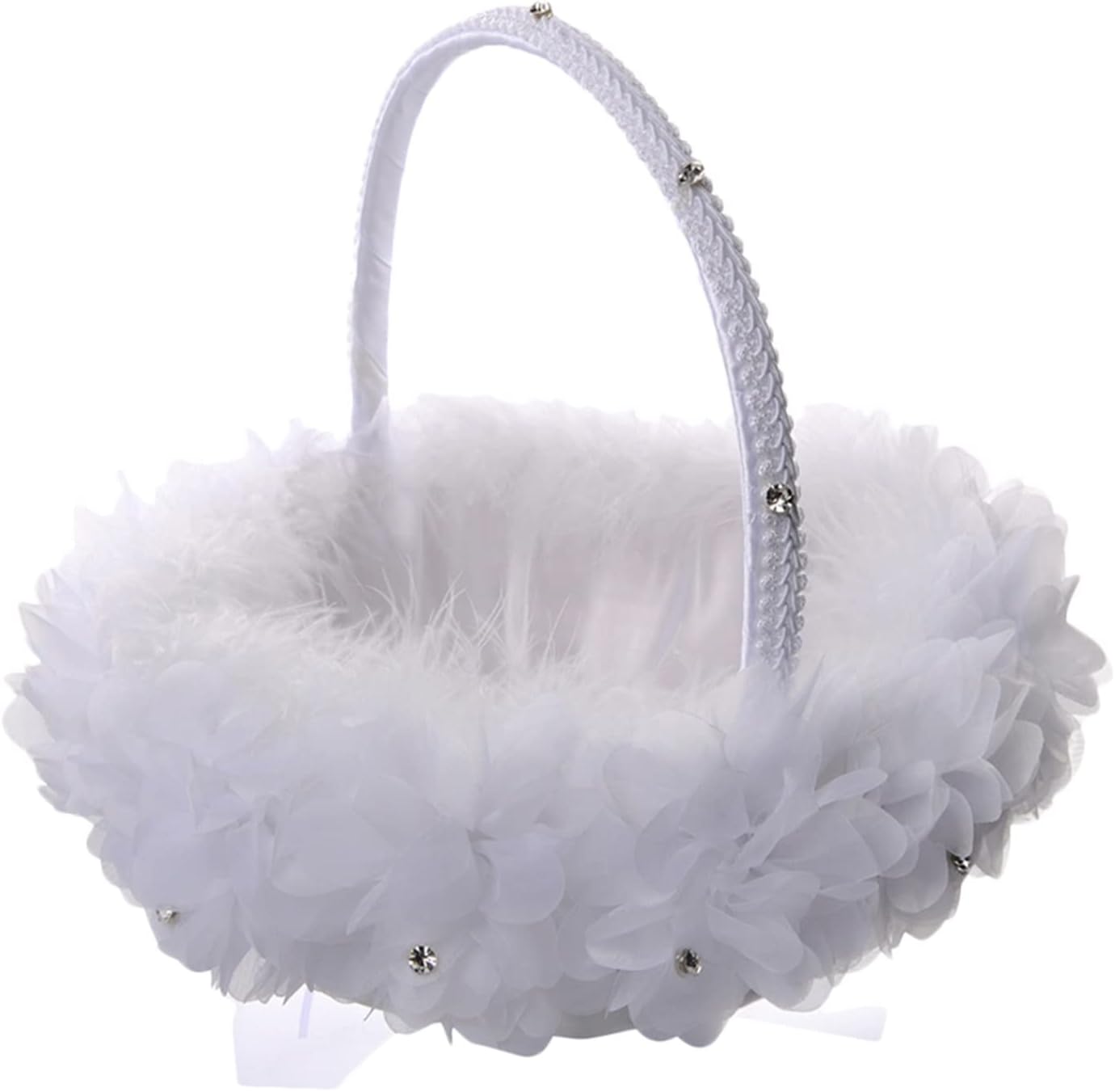 Wedding Flower Girl Basket 1Pc White Wedding Flower Basket Lace Hand-Held Basket Flower Children Basket ?Portable Delicate Flower Baskets Party Supplies Flower Girl Flower Basket (D 23x23x24cm)