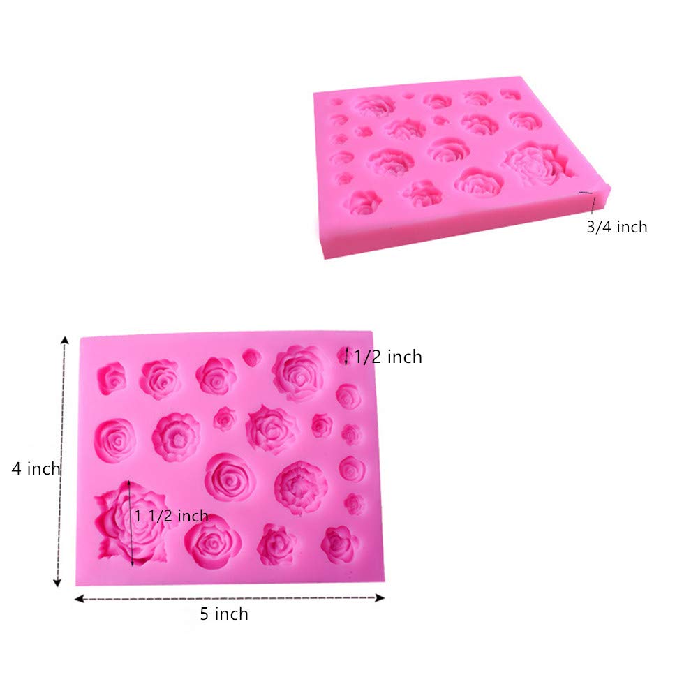 Stampo In Silicone A Forma Di Rosa E Foglie Per Torte, Cupcake E Fondente - Resistente Al Calore, Adatto A Forno E Microonde - 3