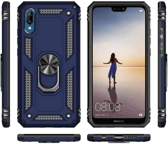 More Fit Thunder Hard Case Shockproof Bumper Defender Hybrid Polycarbonate Ring Case Back Cover for Vivo 1805 - Blue