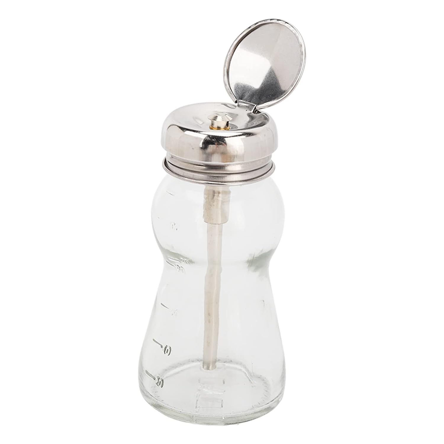 100ml Nail Polish Remover Pump Glass Dispenser Bottle, Alcohol Glass Pump Dispenser, Empty Press Type Glass Bottle for Makeup Liquid, Push Down Container