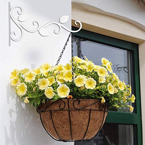 HERCHR 2 Stück Wandbehang Pflanzenhalterung, Blumenampelhalter Eisen hängende Pflanzen Halterung, Haken für Hanging Basket, Retro Outdoor Indoor Gartenhaken mit Schrauben für Balkon Windspiel Laterne