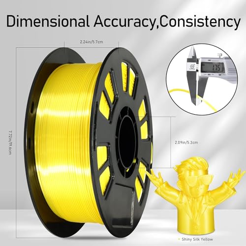 Image of FiLAMONT PLA Silk Filament 1.75mm, 3D Printer Filament, Shiny Silk 1.75 PLA Filament, 1kg(2.2Lbs) /Spool (Silk Yellow)