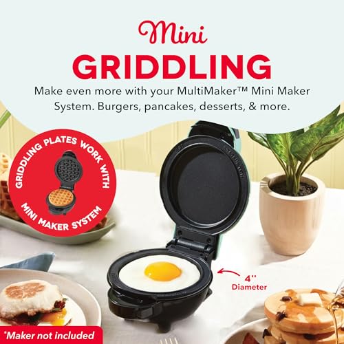 Image of Dash MultiMaker Mini System Removable Plate Set - Mini Pancake Maker - Ceramic, Nonstick Replacement Plates - Waffle Maker Not Included - 4-Inch - Two-Pack - Griddle Plates