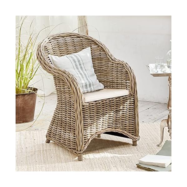 Loberon Sessel Margate Rattan Braun/Creme