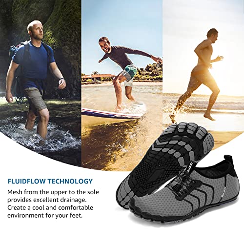 Image of Racqua Water Shoes Quick Dry Barefoot Beach Aqua Sport Swim Surf Pool Hiking Diving Walking for Men Women, Wz111-deep Grey, 8.5 Women /7.5 Men